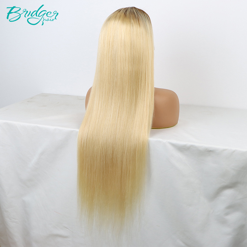 13*4 Splicing Headgear T4/613 straight Real Hair Shun Hair Wig humanhair wigs_voghion.com