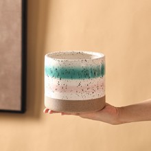 彩虹设计北欧风多肉绿植花器 现代简约芝麻釉秋海棠海芋陶瓷花盆