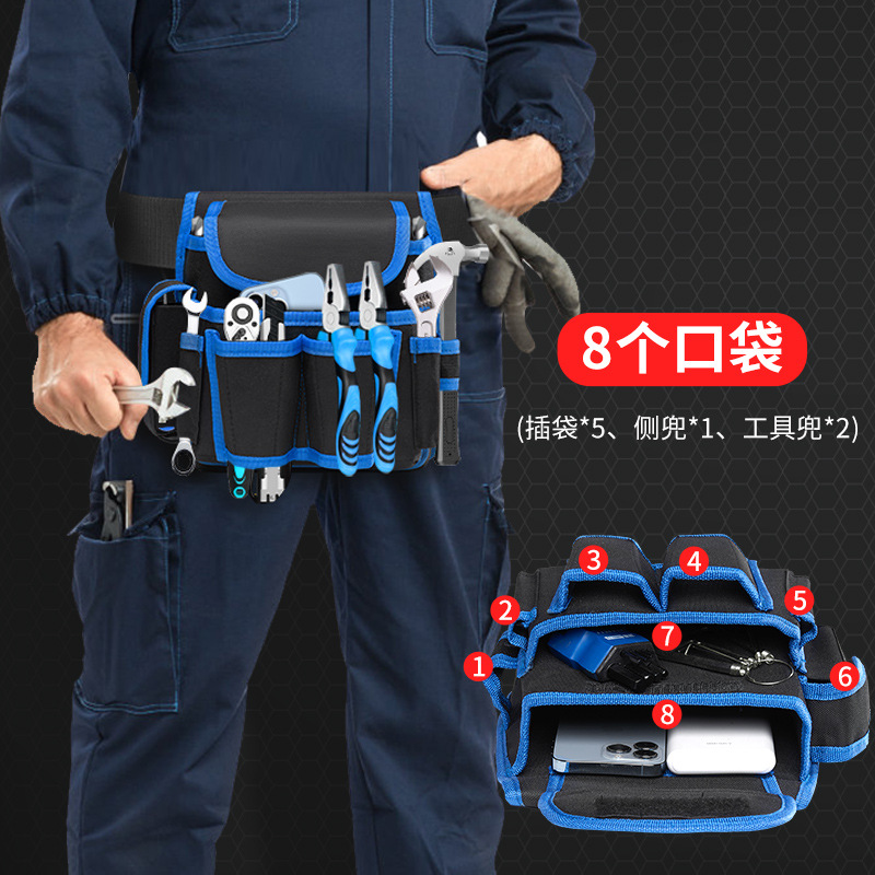 Bolsa de herramientas para ferretería de obras de construcción, bolsa de trabajo para trabajos en altura, bolsa de herramientas especializada para cintura, bolsa de cinturón multifuncional.