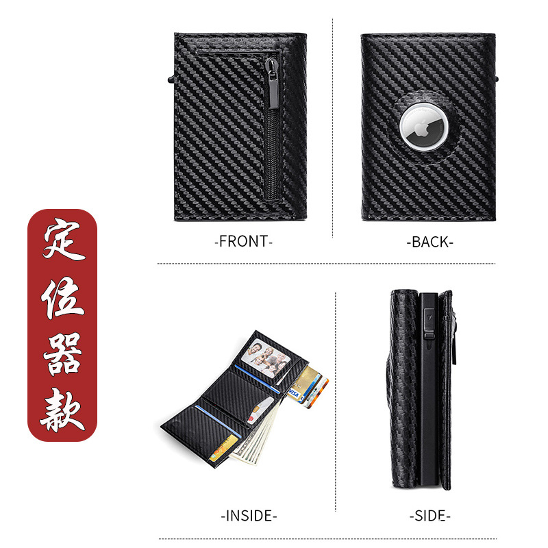 Foreign trade card box wallet multi-card metal airtag wallet automatic pop-up card holder large capacity wallet wholesale men