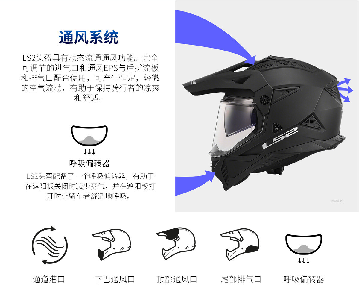 Ls2 Motorcycle Helmet Rally Helmet Full-Face Dual-Lens Men's Four-Season Anti-Fog Off-Road Winter Motorcycle Racing Mx702