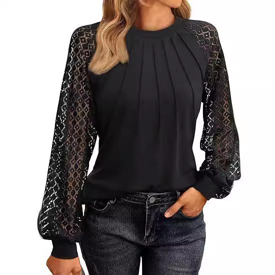 autumn lace silk knitted shirt for leisure