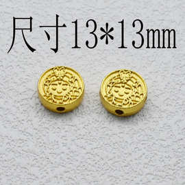 高保色电镀沙金扎基拉姆通孔配件diy手串手链手工编织挂件配饰