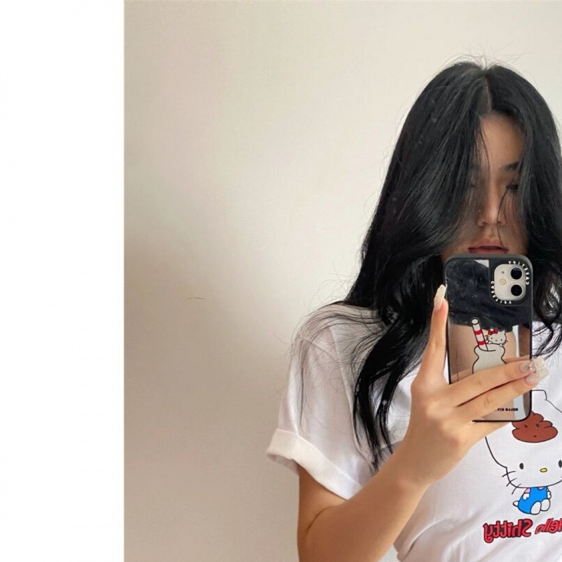American-Style Straight-Shoulder Hello Kitty Short-Sleeve T-Shirt for Women, Summer Ins Trendy Design, Niche Slim-Fit Spicy Girl Crop Top