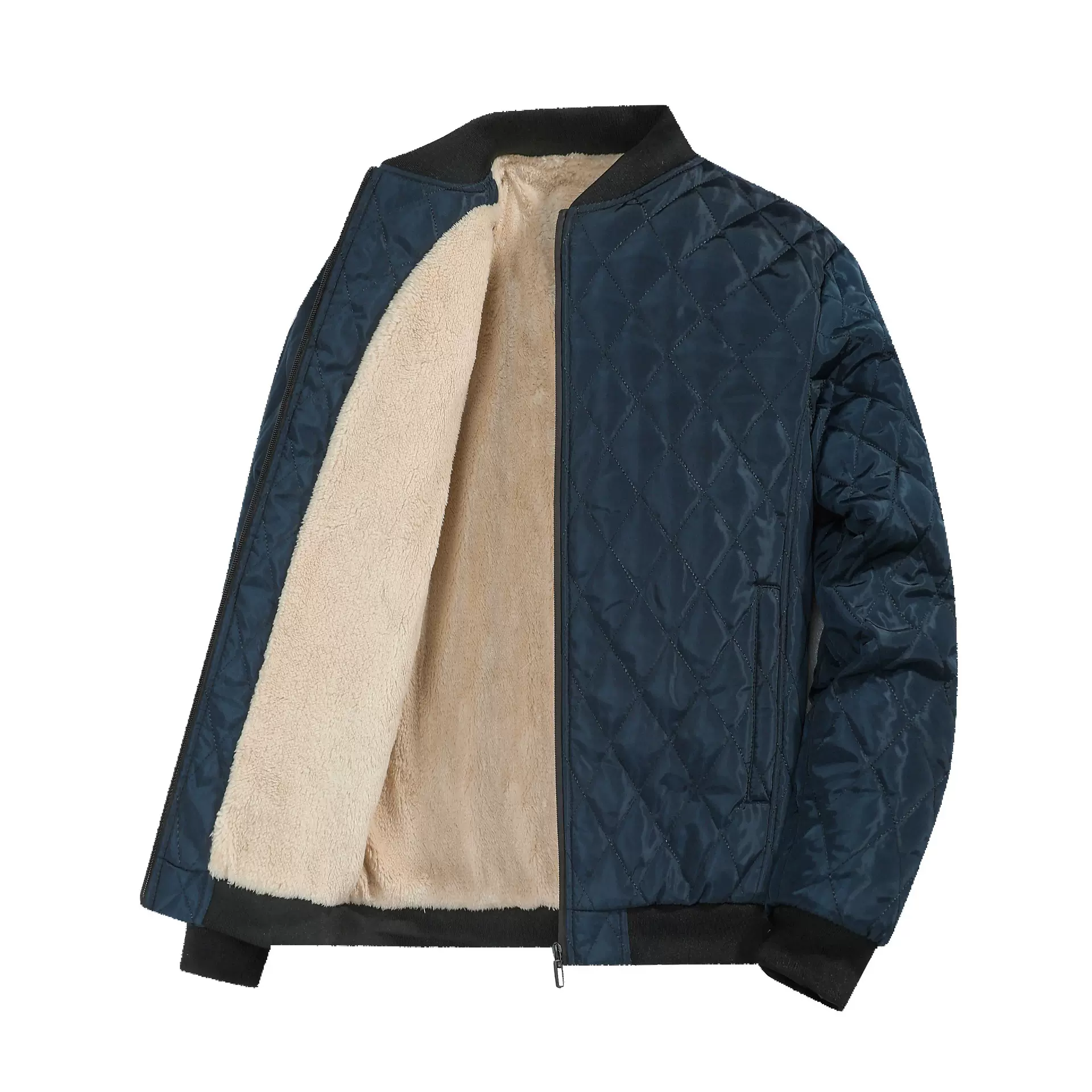 跨境专供加绒加厚棉衣男2025新款秋冬保暖潮流菱格棉服男士潮牌棒