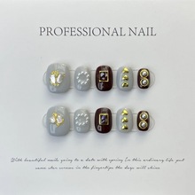 【纯手工实拍】穿戴甲成品贴片气质妙铆钉甲片可拆卸新娘甲孕妇可