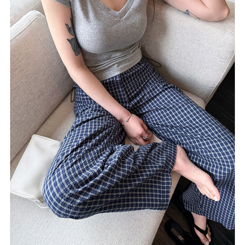 Summer Pregnant Women's Island Bubble Polyester Cotton Padded Pants Micro-wrinkle Texture Sense Loose Sickle Pants Casual Pants Trousers