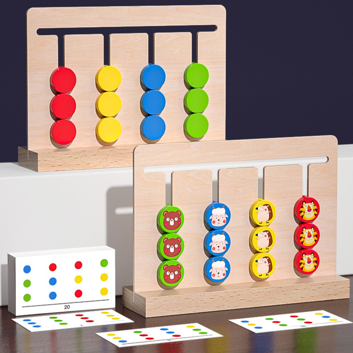 Cuatro colores para caminar de doble cara de ajedrez Montessori para niños Educación Temprana rompecabezas tablero de juego pensamiento lógico entrenamiento Cerebro Juguete