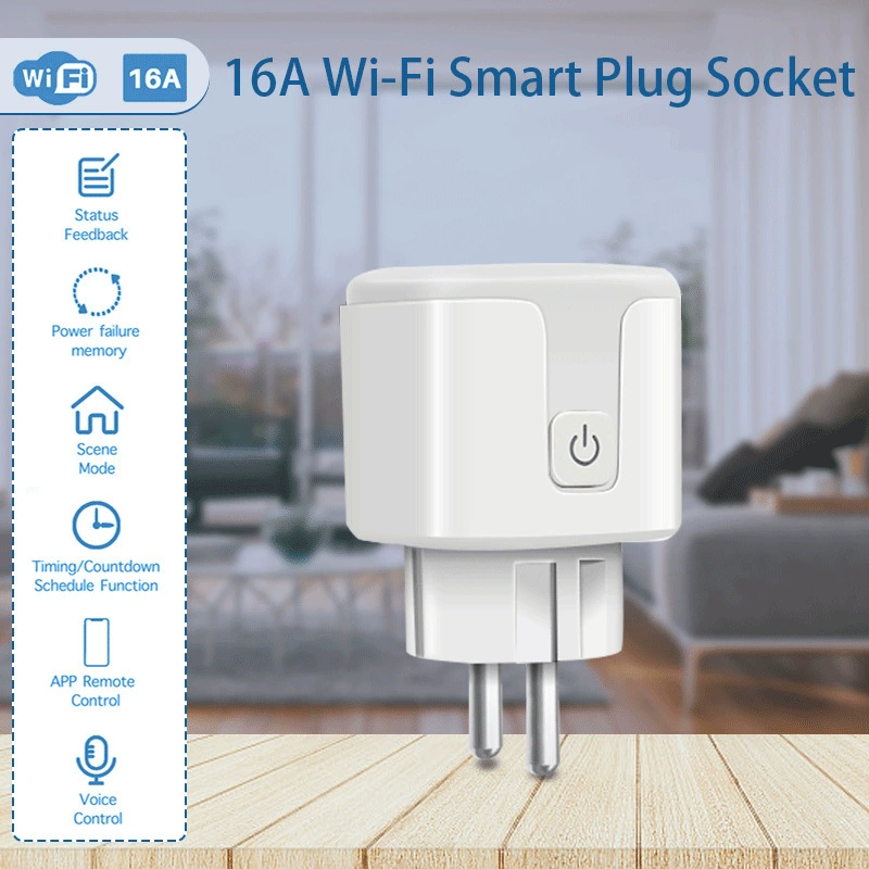 Умная розетка TUYA с граффити Wi-Fi, европейские нормы, 16A, измерительная версия, дистанционное управление, умный дом, умная вилка