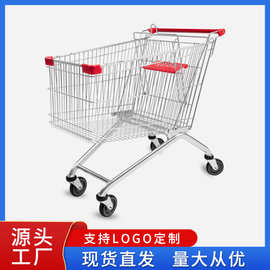 180升超市手推车理货车商场购物车仓库家用便利店买菜车L镀锌银