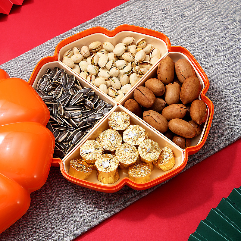 Caja de dulces Guofeng Caja de almacenamiento de bocadillos con tapa Caja de división creativa Sala de estar Año Nuevo Caja de frutos secos para el hogar Plato de nueces