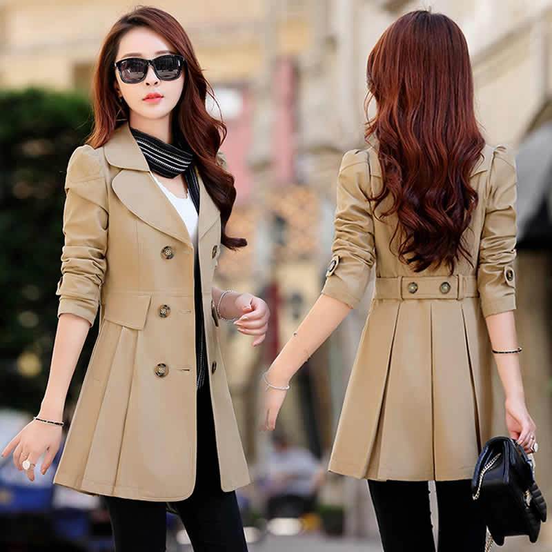 2025 Spring and Autumn New Slim Mid-Length Versatile Casual 30-40-50 Women's Slim Fit Plus Size Trench Coat Jacket