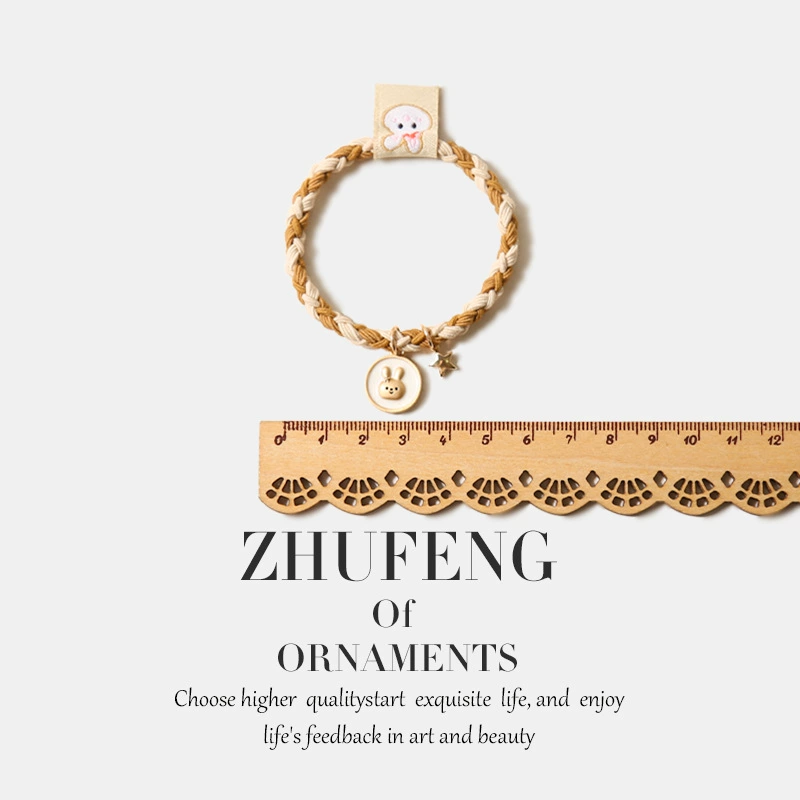 Retro cute woven high quality hair rope, hair accessory, with little bears, for beloved