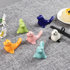 Ceramic Cartoon Sea Lion Dining Table Decor Chopstick Holder, Cute Seal Japanese Style Household Chopstick Rest, Small Chopstick Tray