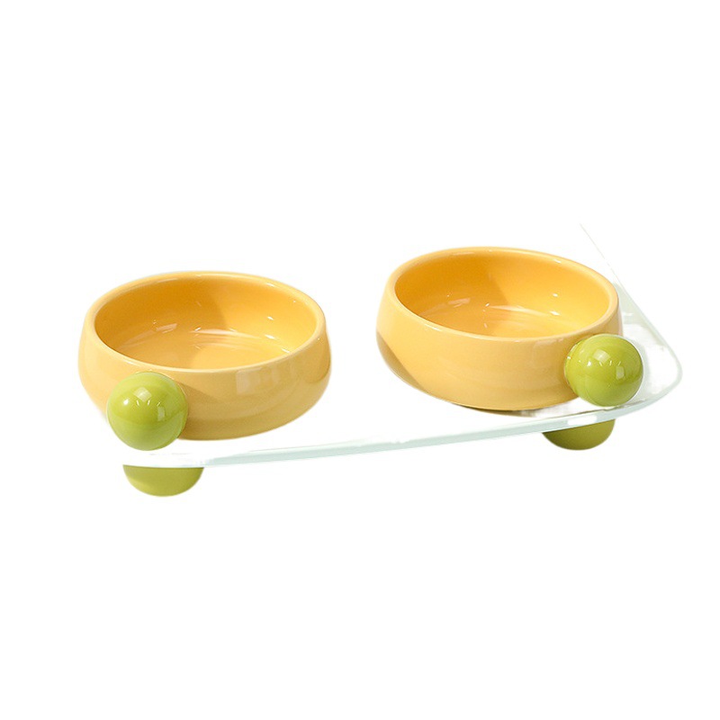 Nuevo tazón doble de cerámica de frijoles de azúcar en caja original para gatos y perros