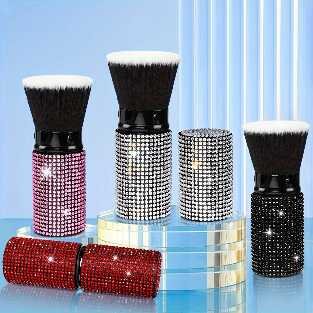 Shiny crystal brush retractable makeup tool for blush ABS plastic…