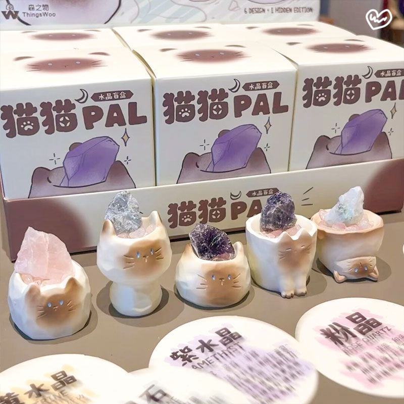 本物の小紅書で人気の猫猫PAI、キュートで可愛い動物のデスクトップデコレーション、卸売ギフト、クリスタルブラインドボックス