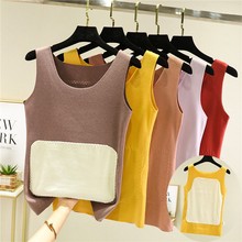 秋冬德绒加肥保暖背心女士大码加绒加厚内穿打底衫防寒女款马甲潮