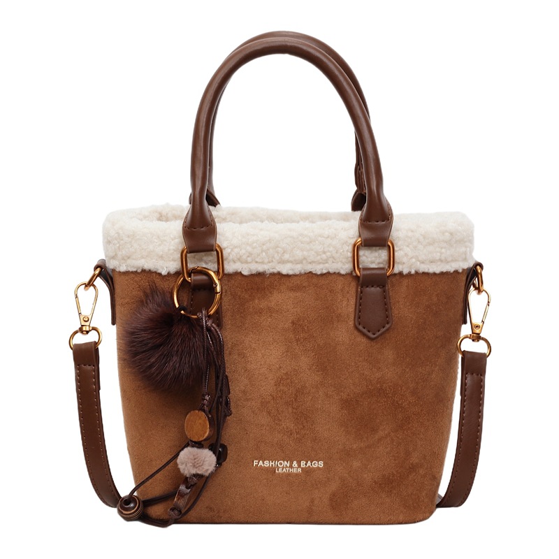 Women's Suede Handbag 2025 New Trendy Retro Autumn/Winter Niche Shoulder Crossbody Bucket Bag - Thumbnail 6