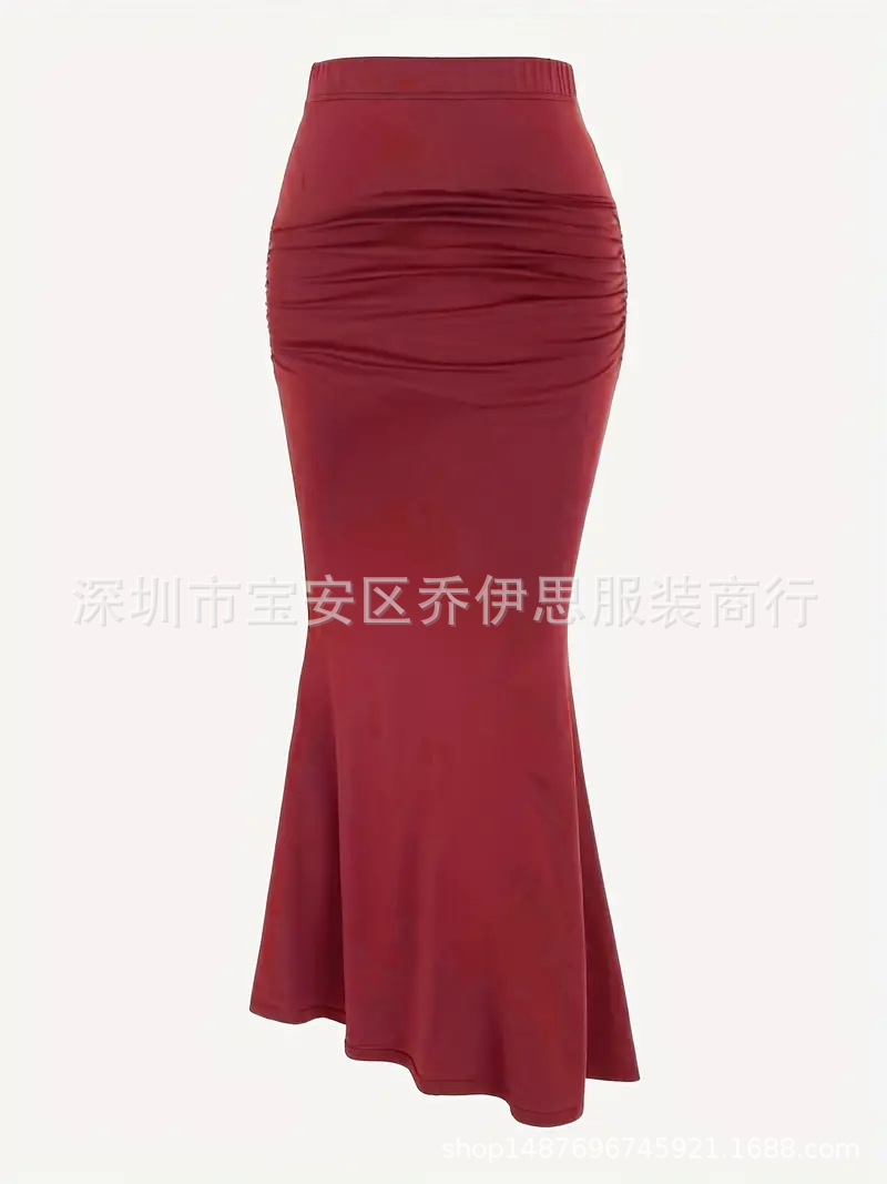 309g Weight Maxi Long Dress Dress Length Type Hip Skirt Dresses Type Polyester Fabric Type Mid Waist Waist Line Stretchy Elasticity Holiday, Daily, Date Occasion Skinny Fit Type Solid Color Pattern Summer Season Women's Gender Pleated Design Streetwear Style Summer Streetwear Solid Color Polyester Maxi Long Dress Skirts 12