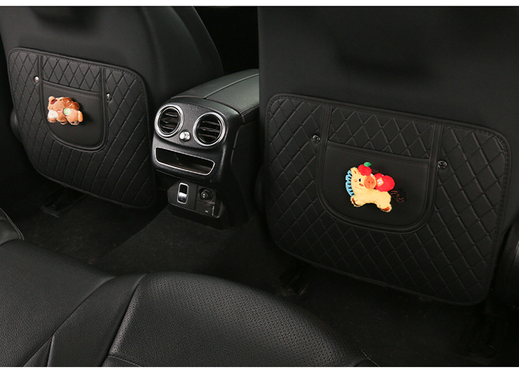 Car Anti-Kick Pad, Children's Seat Back Anti-Kick Pad, New Year of the Horse Quilted Embroidered Leather Anti-Kick Pad, Rear Seat Back Protection Pad