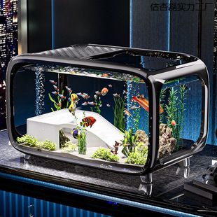 Fish Tank Household 2025 New Oxygen Production and Filtration All-In-One Machine Living Room Desktop Balcony Landscaping Ecological Transparent Goldfish Tank