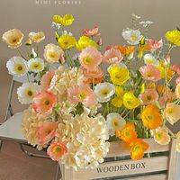 虞美人仿真花罂粟花婚庆布置家居装饰摆件拍摄道具仿真植绒虞美人