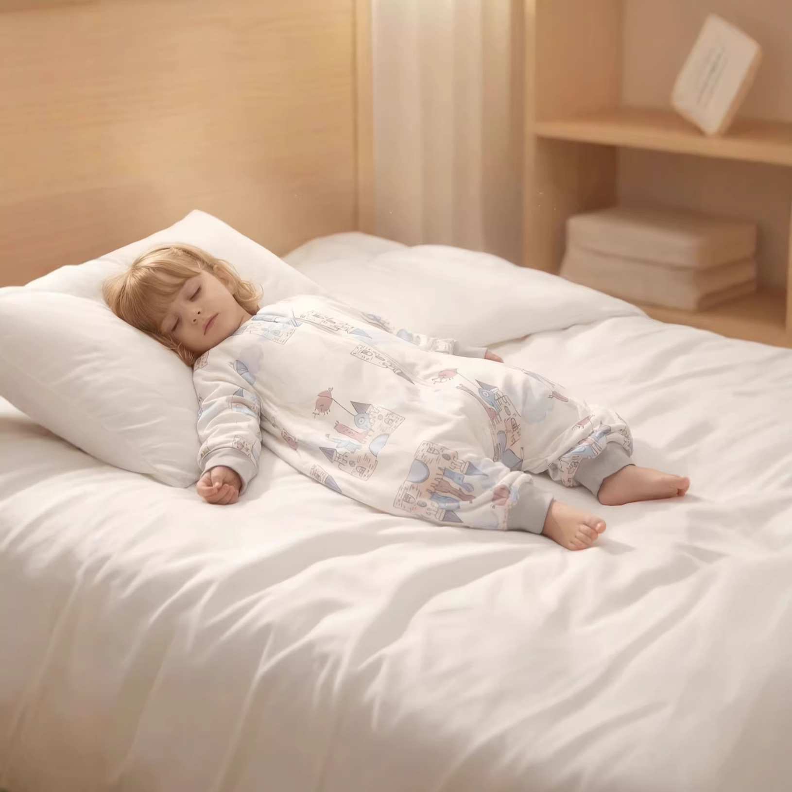 Superman Beans Baby Sleeping Bag with Split Legs Spring and Autumn Double-Layer Pure Cotton Baby Jumpsuit Children's Kick-proof Quilt