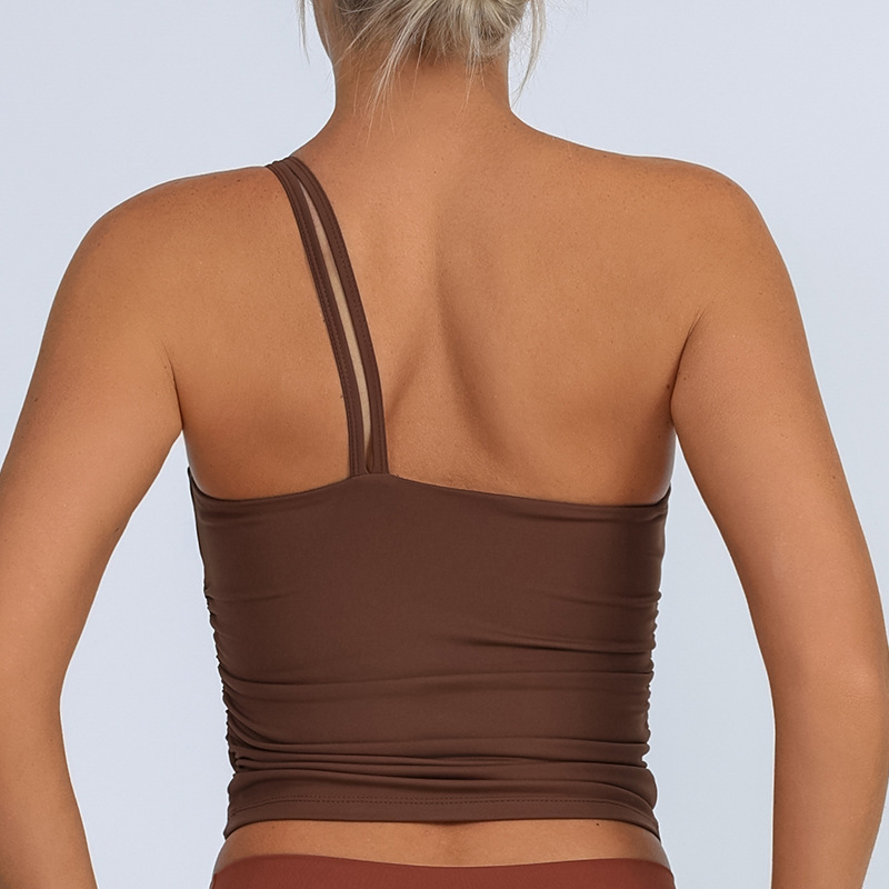 Europa y Estados Unidos comercio exterior transfronterizo nuevo chaleco deportivo de acondicionamiento físico mujer con almohadilla de pecho un hombro ropa de yoga de pecho