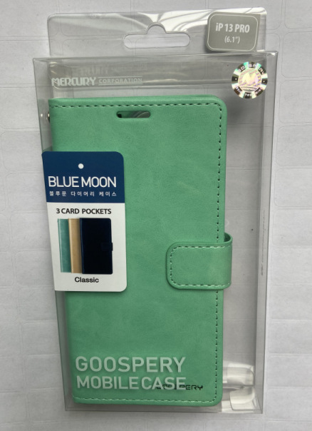 goospery 适用于iphone 13pro max mini 保护套蓝月磁扣钱包皮套
