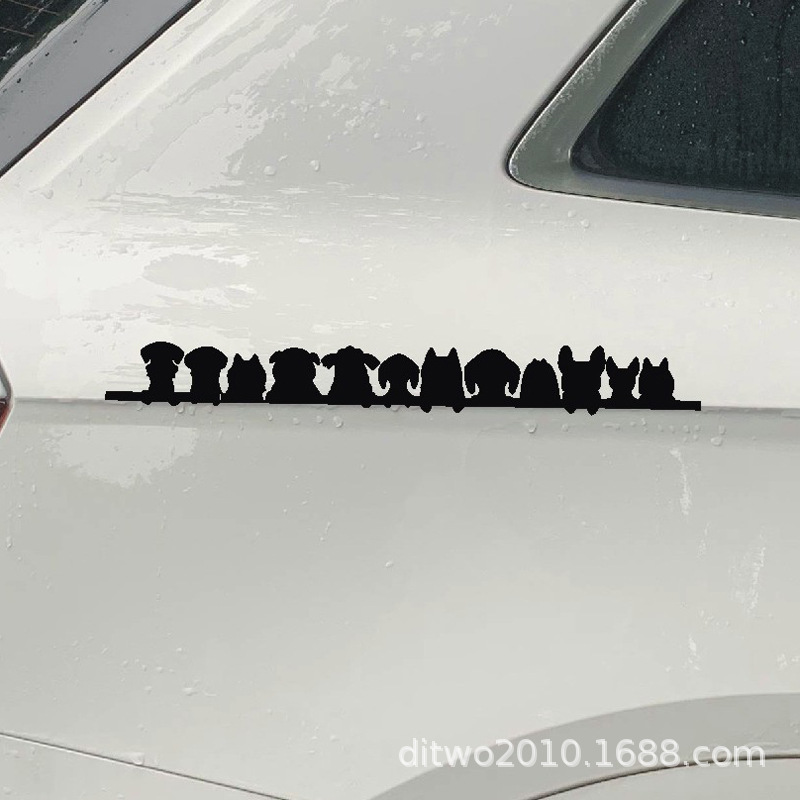 Foreign Trade Cross-Border Cute Row of Puppy Shadow Stickers Suitable for Car Body, Bicycle, Electric Vehicle, Notebook, Etc