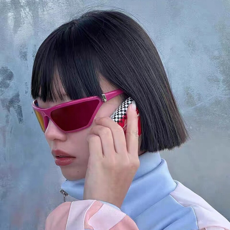 Cool female concave shape box fashionable street shot ins popular same style sunglasses neutral sunglasses new sunglasses