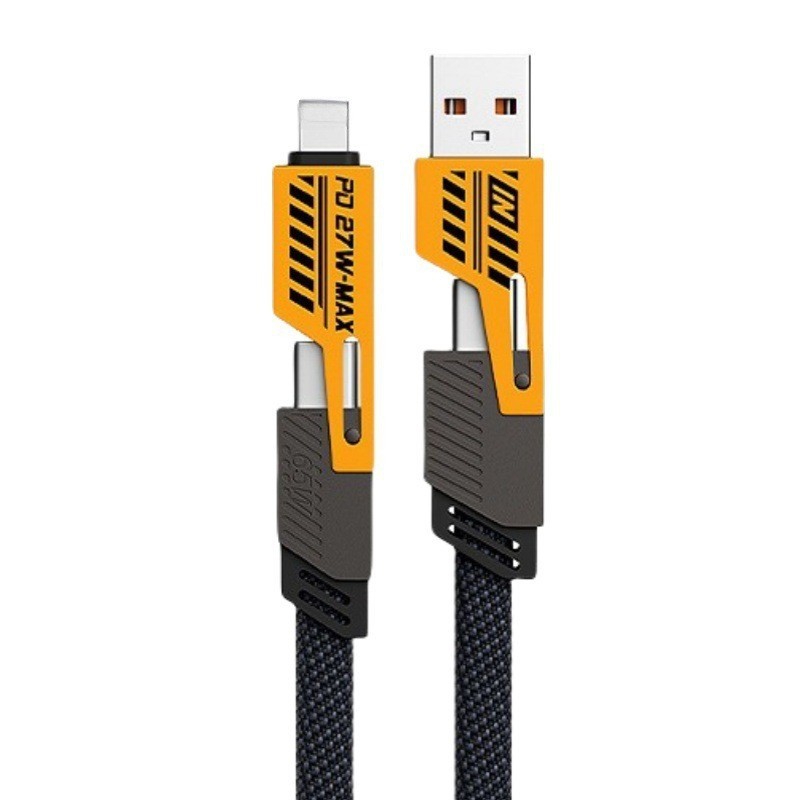 Cable de datos de teléfono móvil Mecha cuatro en uno tipo c cargador súper rápido dos cables de carga de dos cables de dos PD adecuados para Apple 15