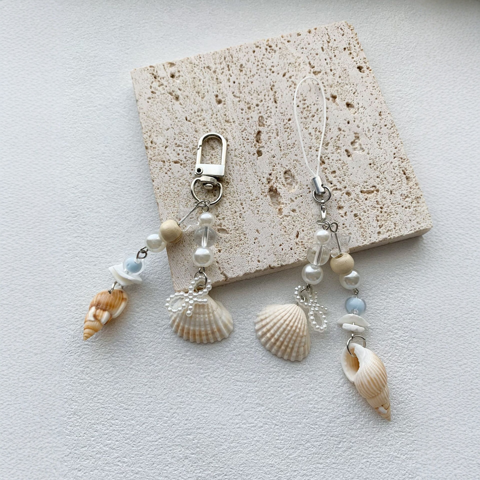 Handmade Shell Starfish Mobile Phone Chain Headphone Chain Ins Style Bag Hanging Camera Polaroid Pendant Keychain