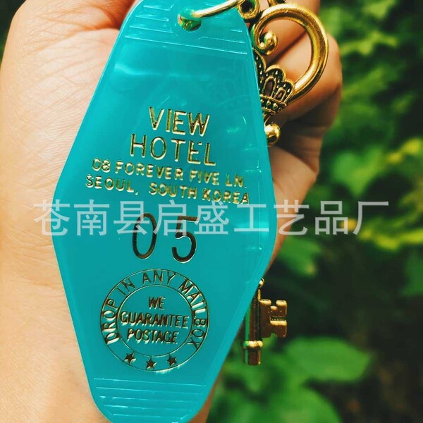 Plastic luggage retro keychain for hotel for keys