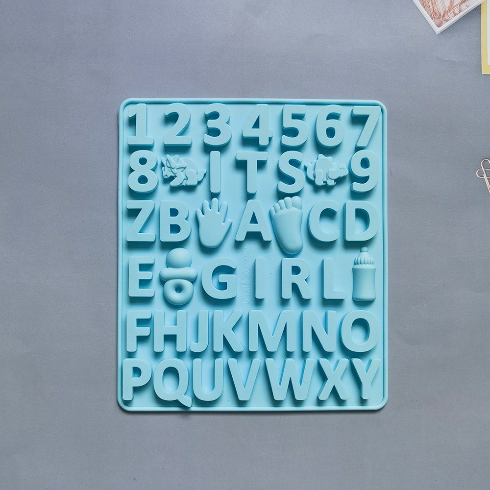 Niña chocolate alfanumérico 1 molde de silicona pastel helado pudín molde de postre jabón utensilios de cocción