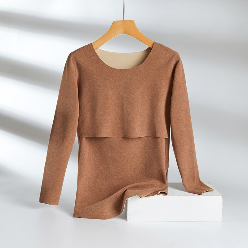 孕妇德绒衣秋衣秋裤套装秋冬哺乳上衣喂奶月子服护肚打底衣孕期|undefined