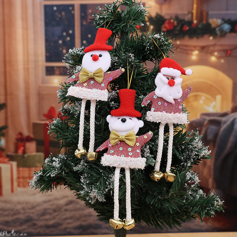 Decoração de Natal transfronteiriça de venda quente, decoração de janela com pingente pequeno, velho de pernas compridas com sino, decoração de suspensão, decoração de atmosfera