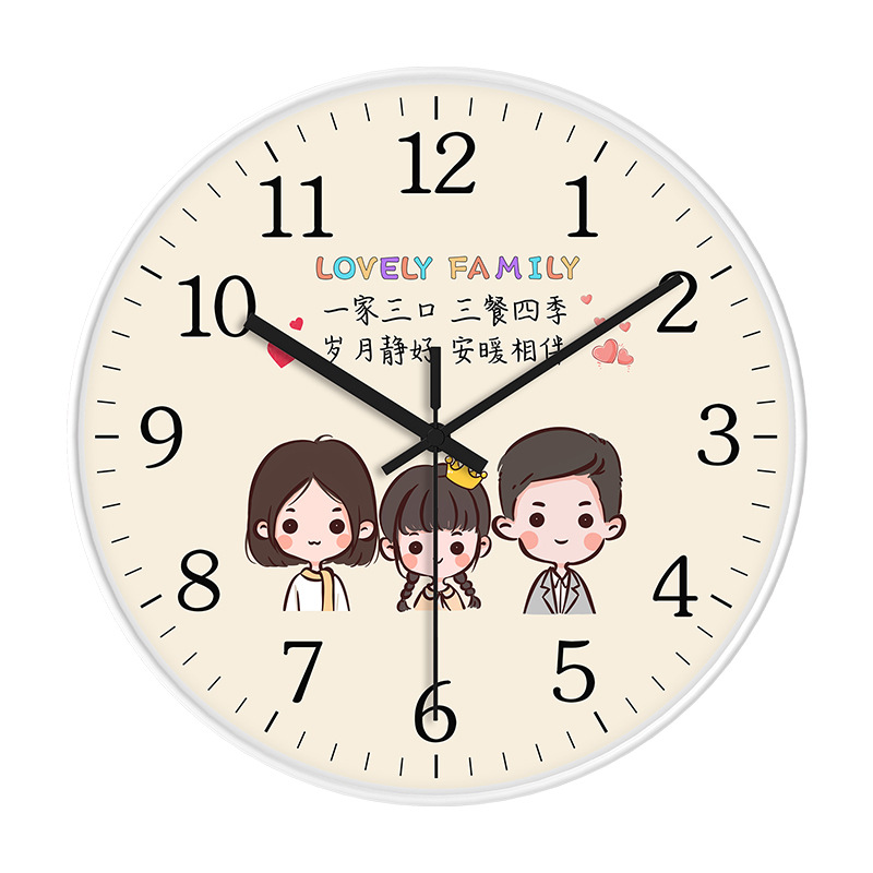 Fábrica personalizada al por mayor de dibujos animados reloj creativo familia simple reloj de pared sala de estar dormitorio pared ponche-entrega gratuita