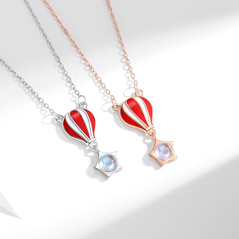 Collar de plata esterlina s925 estilo coreano creativo globo de aire caliente amor confesión romántica Cadena de clavícula estilo coreano de las mujeres moda plata esterlina