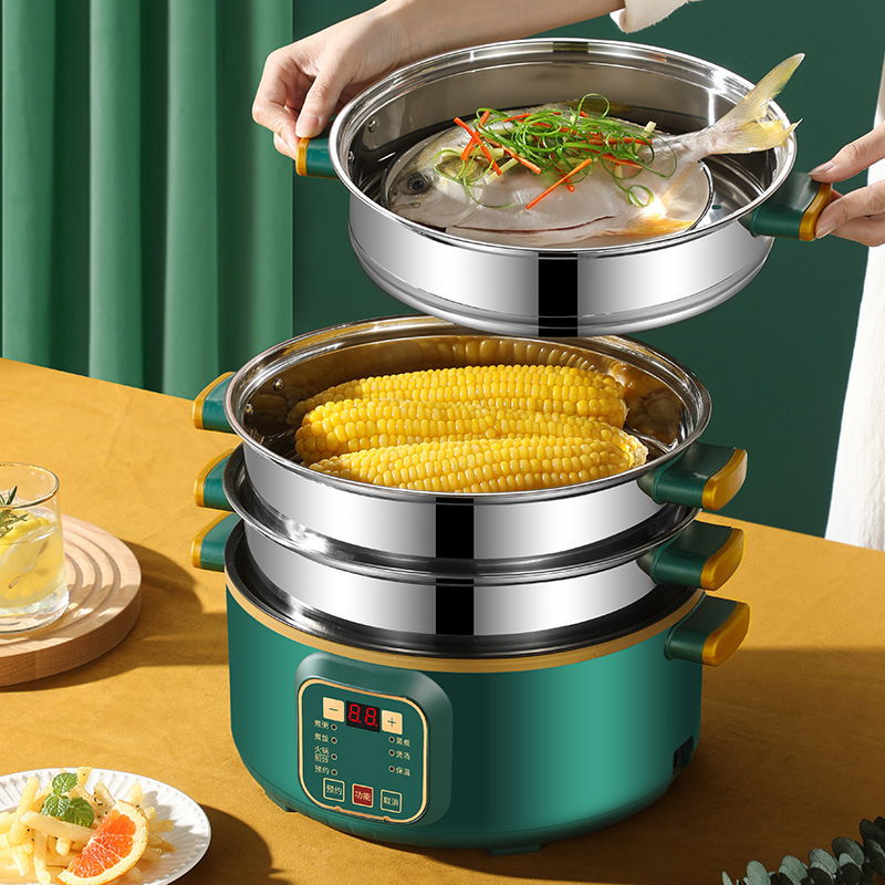 Electric Steamer Household Multi-Layer Dormitory Multi-Functional Three-Layer Breakfast Machine Large Capacity Fully Automatic Steaming Pot Gift Wholesale