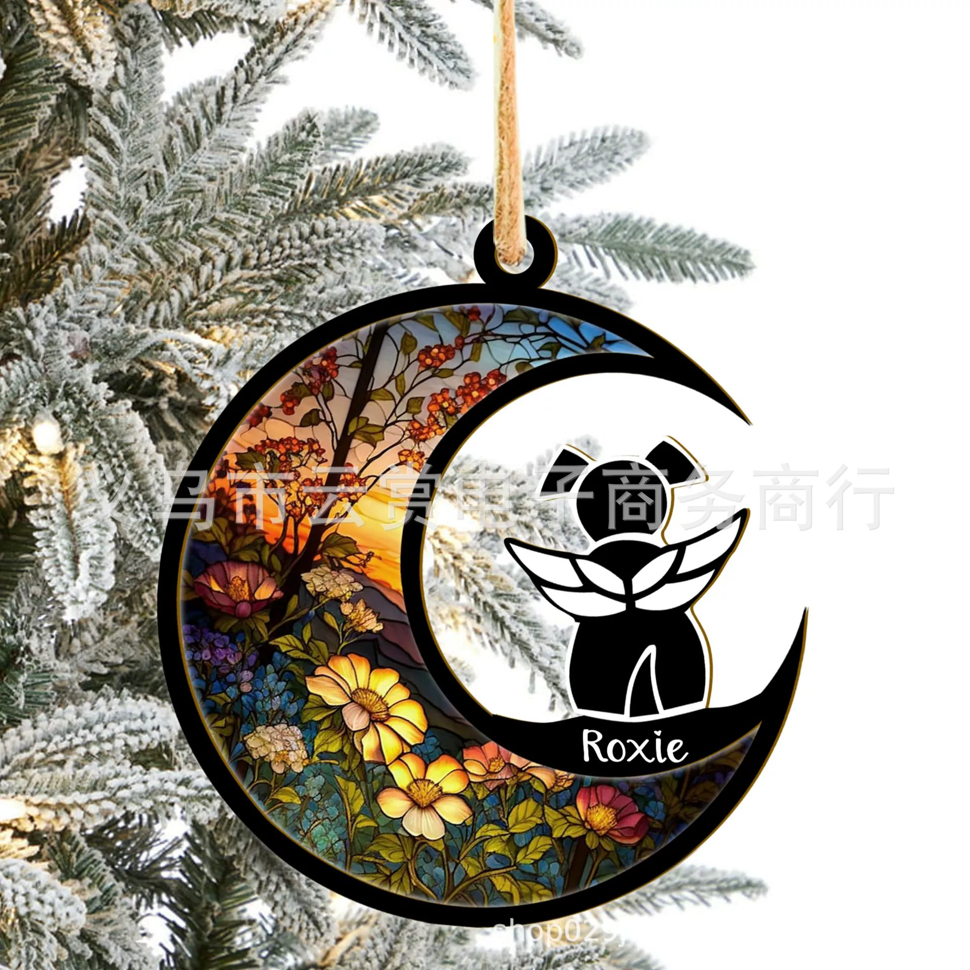 Трансграничный новый 2024 Акрил Плоская Луна Животные Животные Маленькие Собаки Кошки Оконные украшения