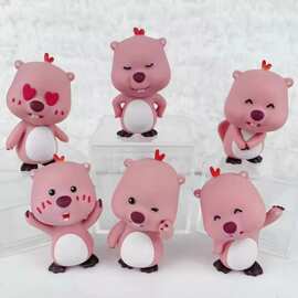 潮玩公仔loopy粉色小海狸露比盲盒周边手办桌面车载屏幕装饰摆件
