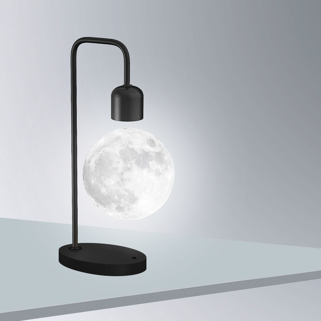 Temperatura de color súper boutique ya negro maglev luz de luna impresa 3D gran romántica luz de noche adornos para el hogar regalos