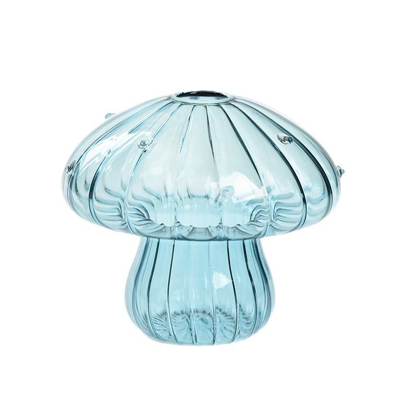 Florero de vidrio de hongo de color creativo, botella de aromaterapia, florero hidropónico de vidrio de color transparente, decoración del hogar de estilo moderno