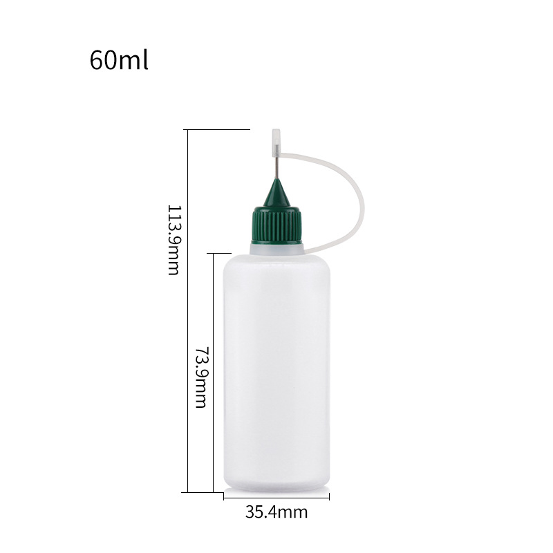 Fabricante en stock botella de aguja 10ml30ml botella de aceite esencial pe plástico semipermeable pigmento pegamento botella de inyección de pintura suave botella