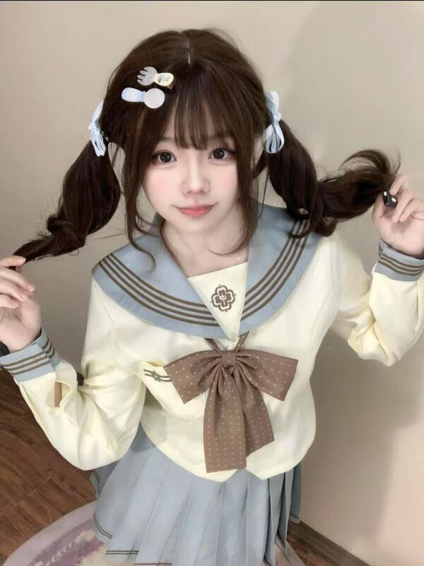 套装水手中间服2025新款春夏少女薄荷巧长短袖衬衫百搭JK裙一整套|undefined