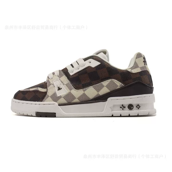 High-end European trendy brand LV's new classic printed trainer with chunky design, men's chunky sneakers