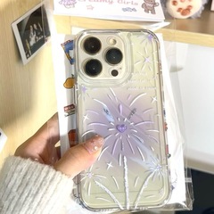 漸變紫色煙花太空殼蘋果15/14/13promax手機殼12/11xr/xs透7/8p