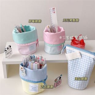 Three-Year-Old Cat | Macaron Color-Blocking Pen Holder Japanese Ins High-Value Vertical Flip Student Large-Capacity Portable Pencil Case